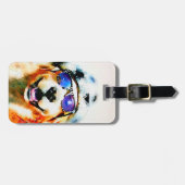 Golden Retriever in Pet en zonnebril Waterverf Bagagelabel (Voorkant horizontaal)