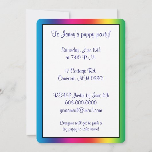 Golden Retriever in Rainbow Invite Kaart (Achterkant)