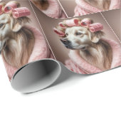 Golden Retriever in roze haarkrulspelden Cadeaupapier (Rol Hoek)