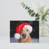 Golden Retriever in Santa Hat Feestdagenkaart (Staand voorkant)
