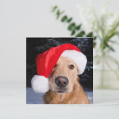 Golden Retriever in Santa Hat Feestdagenkaart (Staand voorkant)
