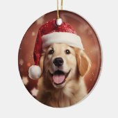 Golden Retriever in Santa Hat Keramisch Ornament (Links)
