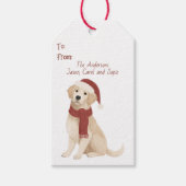 Golden Retriever in Santa Hat Kerstcadeau Label Cadeaulabel (Voorkant)