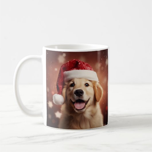 Golden Retriever in Santa Hat Koffiemok (Links)