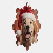 Golden Retriever in Santa Hat Ornament Kaart (Rechts)