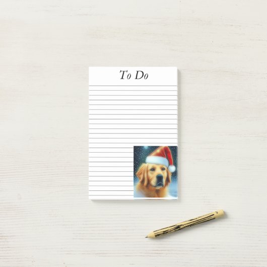Golden Retriever in Santa Hat Post-it® Notes (Op bureau)