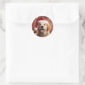 Golden Retriever in Santa Hat Ronde Sticker (Tas)