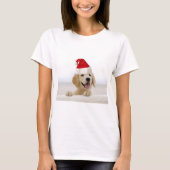 Golden Retriever in Santa Hat T Shirten T-shirt (Voorkant)