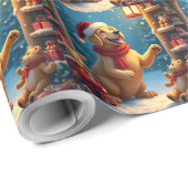 Golden Retriever in Santa’s Workshop Christmas Cadeaupapier (Rol Hoek)