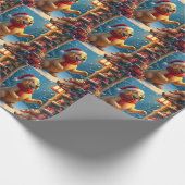 Golden Retriever in Santa’s Workshop Christmas Cadeaupapier (Hoek)