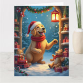 Golden Retriever in Santa’s Workshop Christmas Kaart (Voorkant)