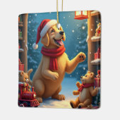 Golden Retriever in Santa’s Workshop Christmas Keramisch Ornament (Links)