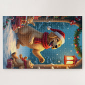 Golden Retriever in Santa’s Workshop Christmas Legpuzzel (Horizontaal)