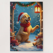 Golden Retriever in Santa’s Workshop Christmas Legpuzzel (Verticaal)