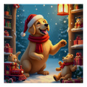 Golden Retriever in Santa’s Workshop Christmas Perfect Poster (Voorkant)