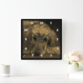 Golden Retriever in Sepia Tones Vierkante Klok (Huis)