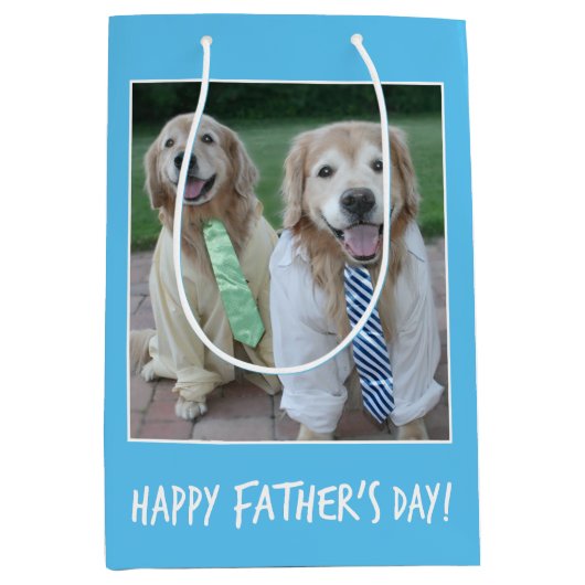 Golden Retriever in Shirt en Stropdas Vaderdag Medium Cadeauzakje (Voorkant)