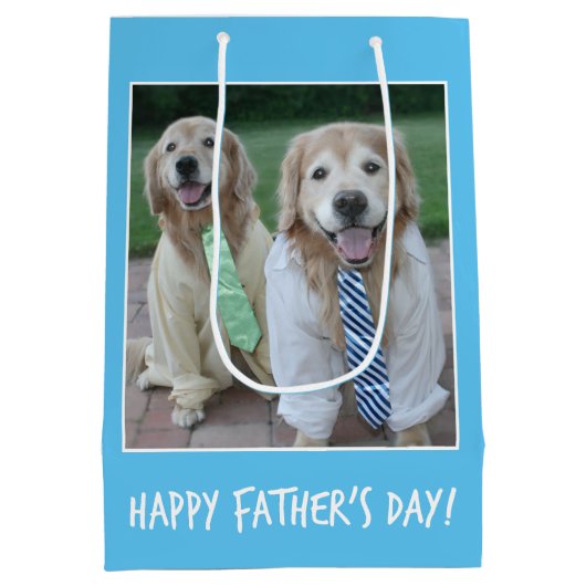Golden Retriever in Shirt en Stropdas Vaderdag Medium Cadeauzakje (Achterkant)