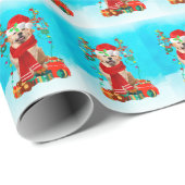 Golden Retriever in sneeuw met kerstcadeaus Cadeaupapier (Rol Hoek)