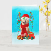 Golden Retriever in sneeuw met kerstcadeaus Kaart (Gele Bloem)