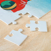 Golden Retriever in sneeuw met kerstcadeaus Legpuzzel (Zijkant)