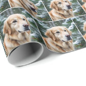 Golden Retriever in sneeuwvlokken Cadeaupapier (Rol Hoek)