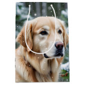 Golden Retriever in sneeuwvlokken Medium Cadeauzakje (Voorkant)