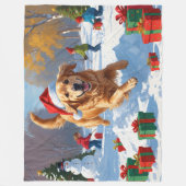 Golden Retriever in Snow beroemd gemaakt door Chri Fleece Deken (Voorkant)