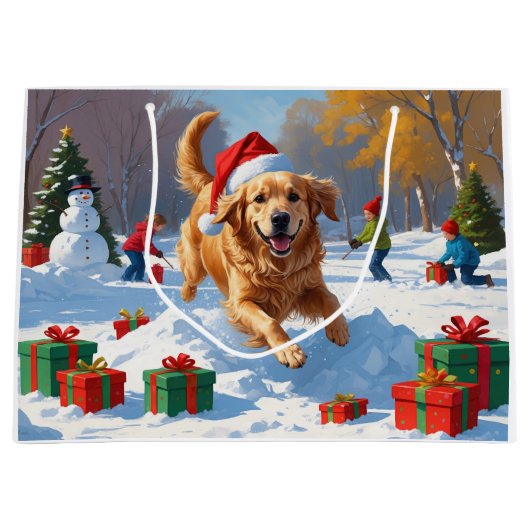 Golden Retriever in Snow beroemd gemaakt door Chri Groot Cadeauzakje (Voorkant)