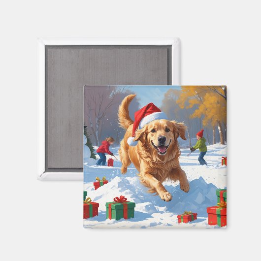 Golden Retriever in Snow beroemd gemaakt door Chri Magneet (Voorkant / Achterkant)