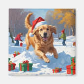 Golden Retriever in Snow beroemd gemaakt door Chri Magneet (Voorkant)