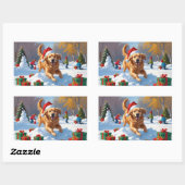Golden Retriever in Snow beroemd gemaakt door Chri Rechthoekige Sticker (Vel)