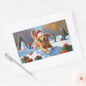 Golden Retriever in Snow beroemd gemaakt door Chri Rechthoekige Sticker (Envelop)