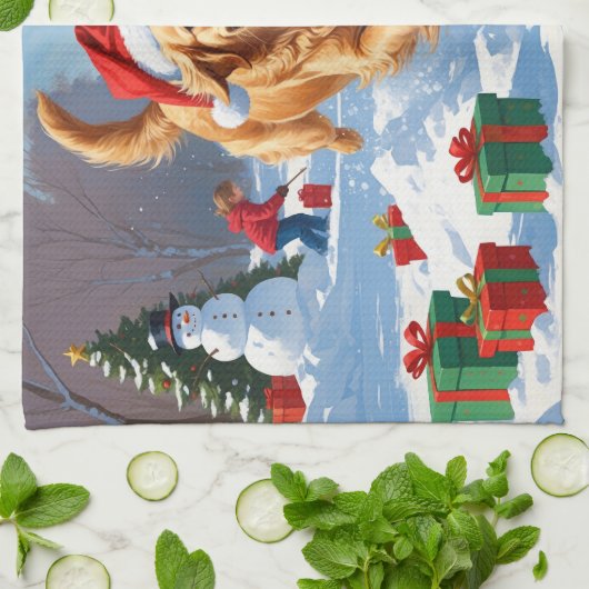 Golden Retriever in Snow beroemd gemaakt door Chri Theedoek (Gevouwen)