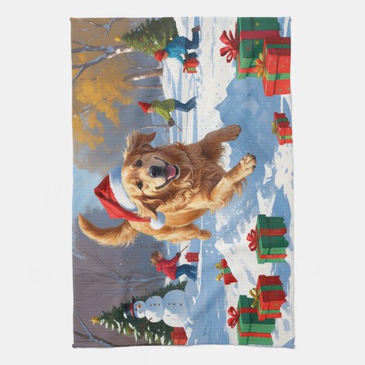 Golden Retriever in Snow beroemd gemaakt door Chri Theedoek (Verticaal)