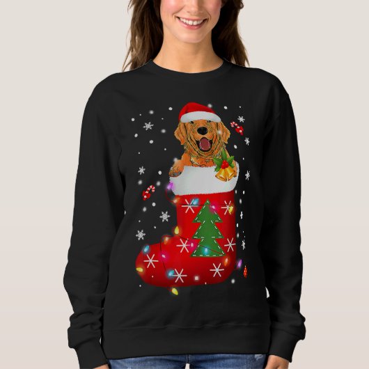 Golden Retriever in Sock-kerst Trui (Voorkant)