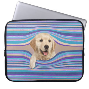 Golden Retriever in stripes Laptop Sleeve