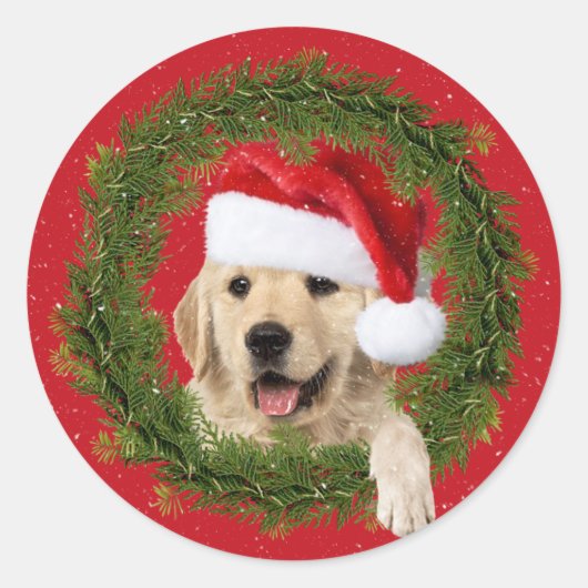 Golden Retriever in vakantiebaars Ronde Sticker (Voorkant)