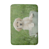 Golden retriever in wasbekken badmat (Voorkant Verticaal)