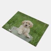 Golden retriever in wasbekken deurmat (Schuin)