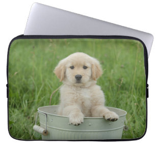 Golden retriever in wasbekken laptop sleeve
