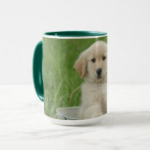 Golden retriever in wasbekken mok (Voorkant links)