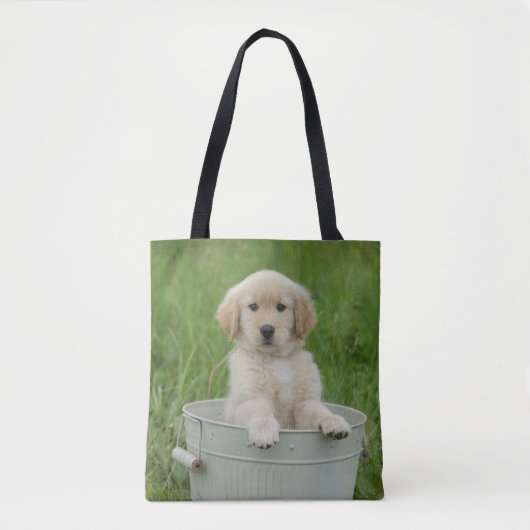 Golden retriever in wasbekken tote bag (Voorkant)