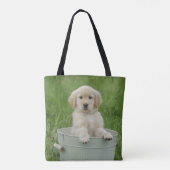 Golden retriever in wasbekken tote bag (Achterkant)