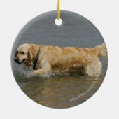 Golden Retriever in water Keramisch Ornament (Achterkant)