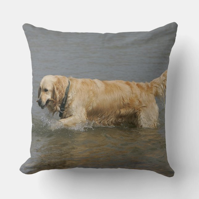Golden Retriever in water Kussen (Voorkant)