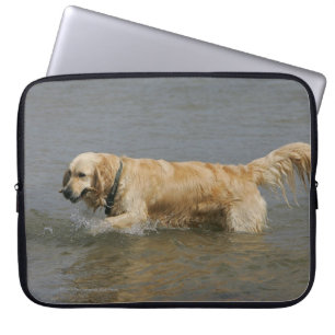 Golden Retriever in water Laptop Sleeve
