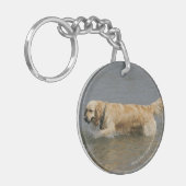 Golden Retriever in water Sleutelhanger (Voorkant Links)
