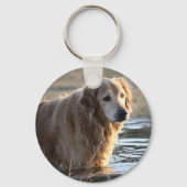 Golden Retriever in water Sleutelhanger (Voorkant)