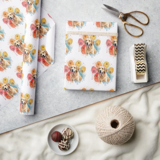 Golden Retriever in Waterverf Paw Print Cadeaupapier (Crafts)